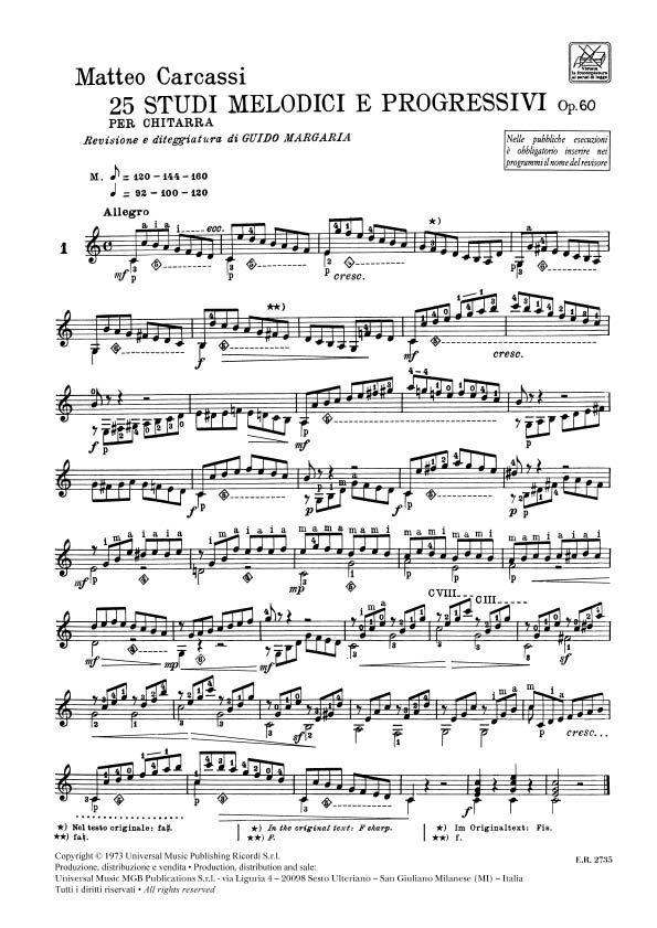 25 Studi Melodici E Progressivi Op. 60 - pro kytaru